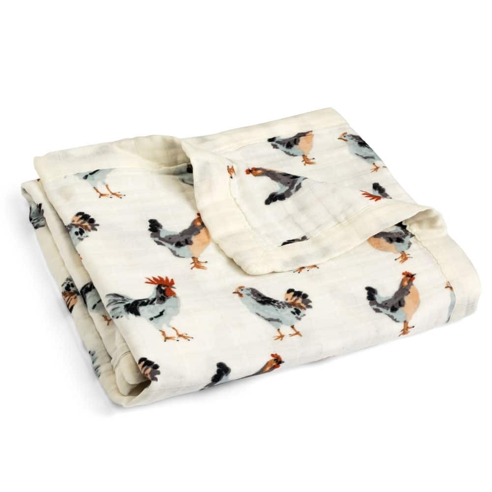 Milkbarn Kids Big Lovey Muslin Blanket Chickens